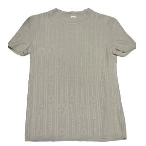 Hermes Cream Ribbed Polo Crop Top